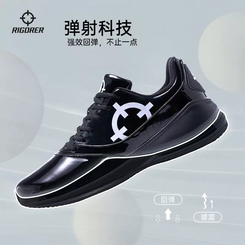 RIGORER 2023 Professional Patent Leather Low Referee Shoes - Black